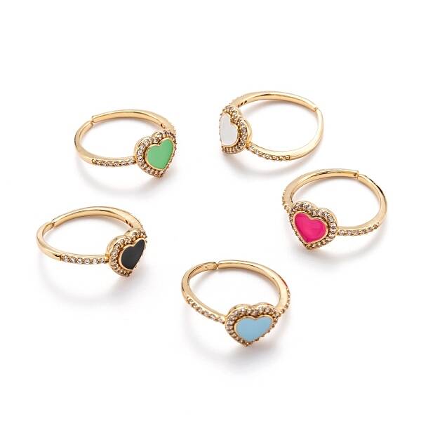 Brass Micro Pave Clear Cubic Zirconia Cuff Rings