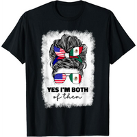 100%cotton Half Mexican And American Mexico America Usa Flag Girl Woman T-Shirt