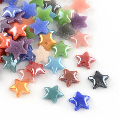 Pearlized Plated Opaque Glass Cabochons