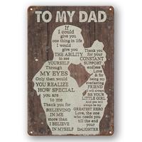 Room Decor To My Dad Letter Pattern Iron Sign, 1 Count Rectangle Vintage Hanging Plaque for Family, Men Gifts Summer Hanging ...