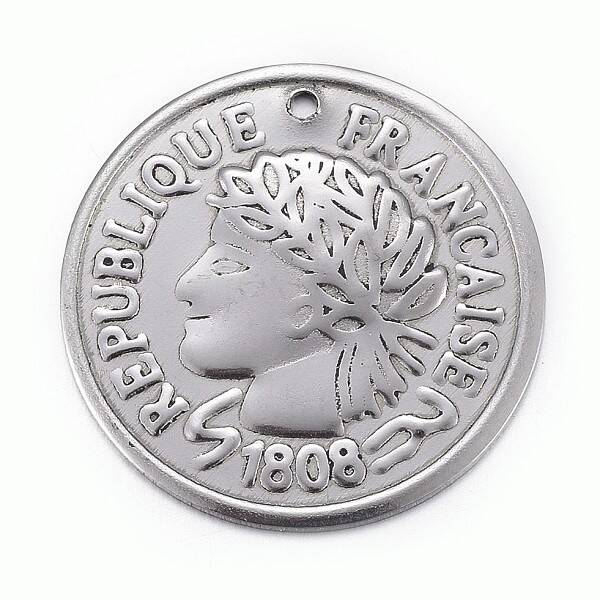 304 Stainless Steel Coin Pendants