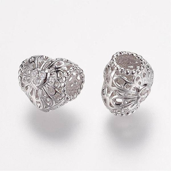 Brass Micro Pave Grade AAA Cubic Zirconia Beads