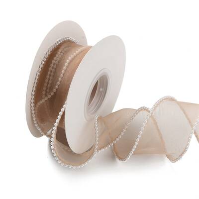 5 Yards ABS Pearl Edged Mesh Ribbon for Bowknot Making