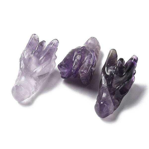Natural Amethyst Healing Dragon Head Figurines
