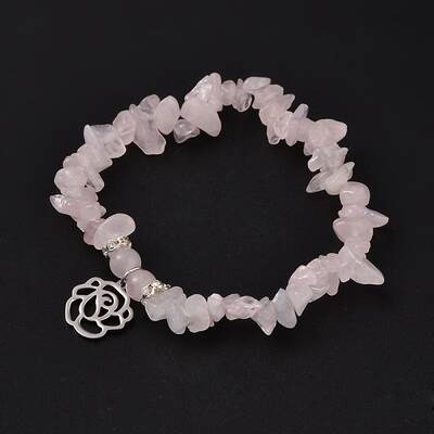 Natural Rose Quartz Beaded Stretch Bracelets