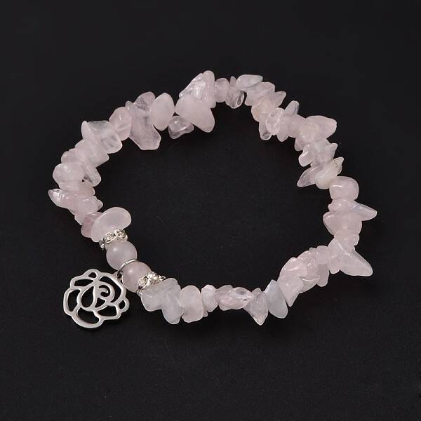 Natural Rose Quartz Beaded Stretch Bracelets