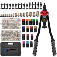Rivet Nut Tool Kit, 16-Inch Rivnut Tool with 15 Metric & SAE Mandrels and Rivet Nut Gun, 200pcs Rivnut Tool Kit Assortment, N...