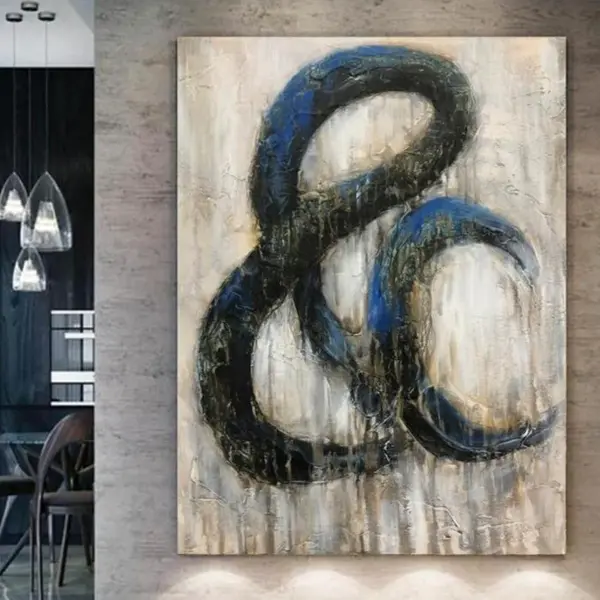Abstract Oil Painting On Canvas Extra Large Wall Art Fine Art Painting Texture Geometric Art Grey Wall Artwork Original For H...