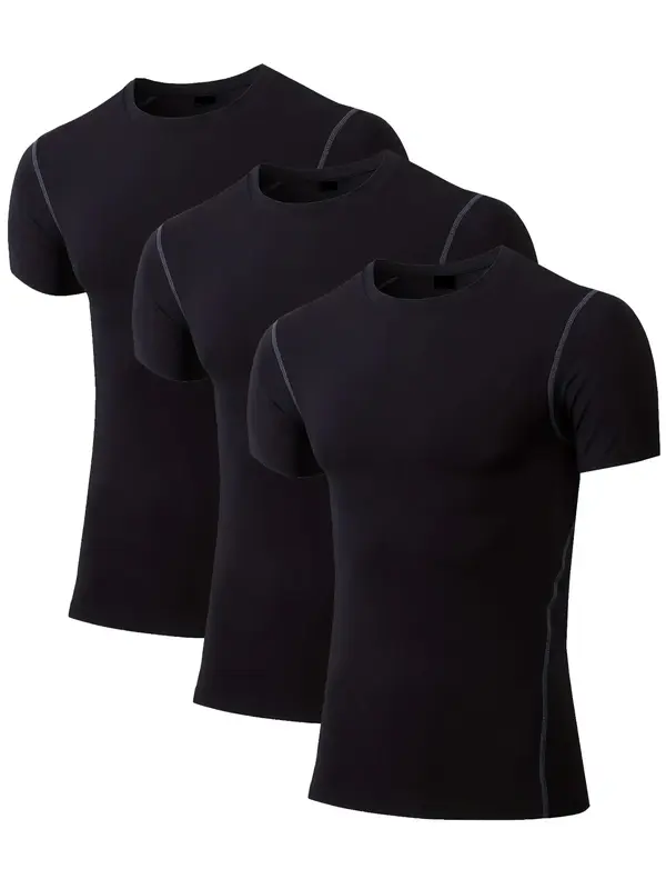 3 Pack Boys Compression Shirt Short Sleeve Youth Athletic Undershirt Kids Base Layer T-Shirt for Football Basketball Sporty J...