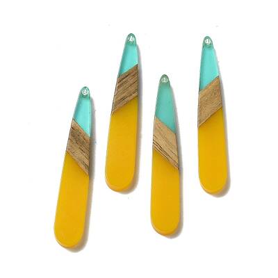 Opaque Resin & Walnut Wood Pendants