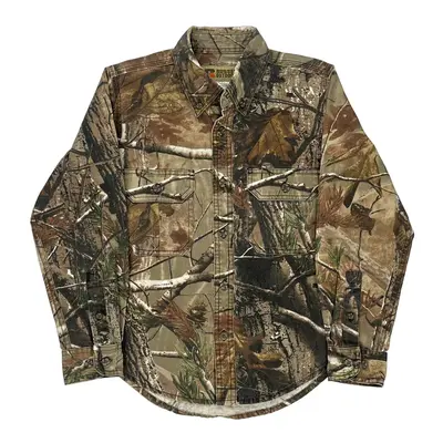 Age 10 Russell Athletic Camo Patterned Shirt - Medium Camo Cotton Blend