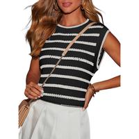 Dokotoo Tank Top for Women 2025 Striped Casual Crewneck Sleeveless Lightweight Sweater Vest Knit Summer Clothes with Comfort ...