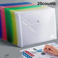 Random Color File Bag, 20pcs Portable Dustproof A4 File Folder with Button, Office Stationery & Supplies for Worker & Student...