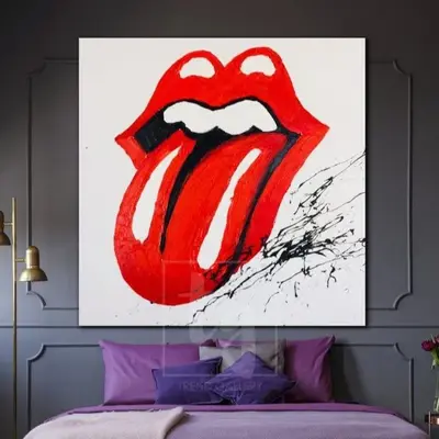 Large Lips Painting Abstract Modern Art Original Lips Abstract Artwork | ROCK