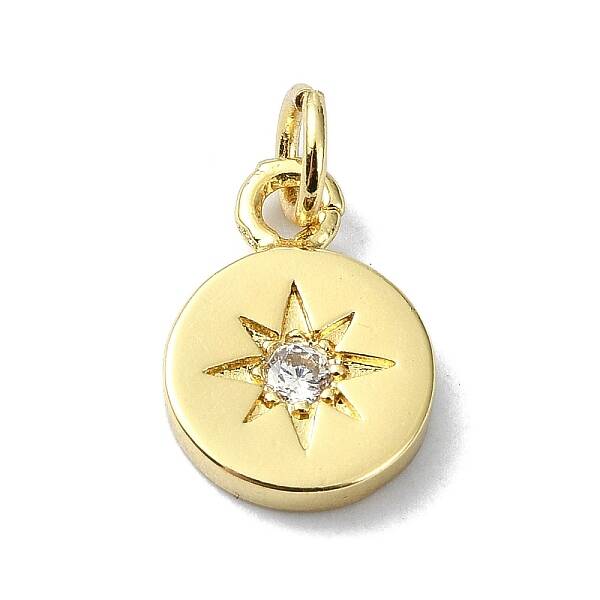 Star Theme Brass Micro Pave Clear Cubic Zirconia Pendants