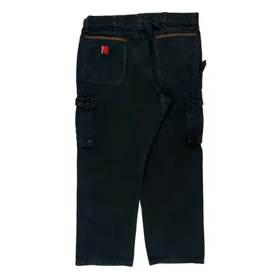 Wrangler Double Knee Cargo Trousers - 38W 30L Black Cotton | Size: 38″ waist