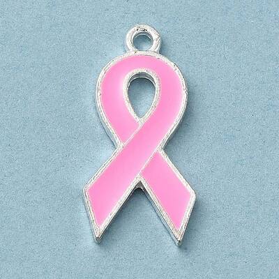 Breast Cancer Pink Awareness Ribbon Theme Alloy Enamel Pendants
