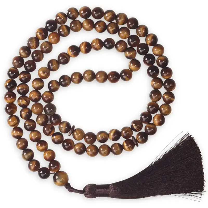 Premium Muslim Tasbih – 99 Natural Tiger Eye Stone Prayer Beads (8mm) – Islamic Misbaha for Daily Dhikr, Worship & Medita...