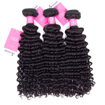 ISEE HAIR Deep Curly Bundles Deal 10A Grade 100% Human Virgin Hair unprocessed