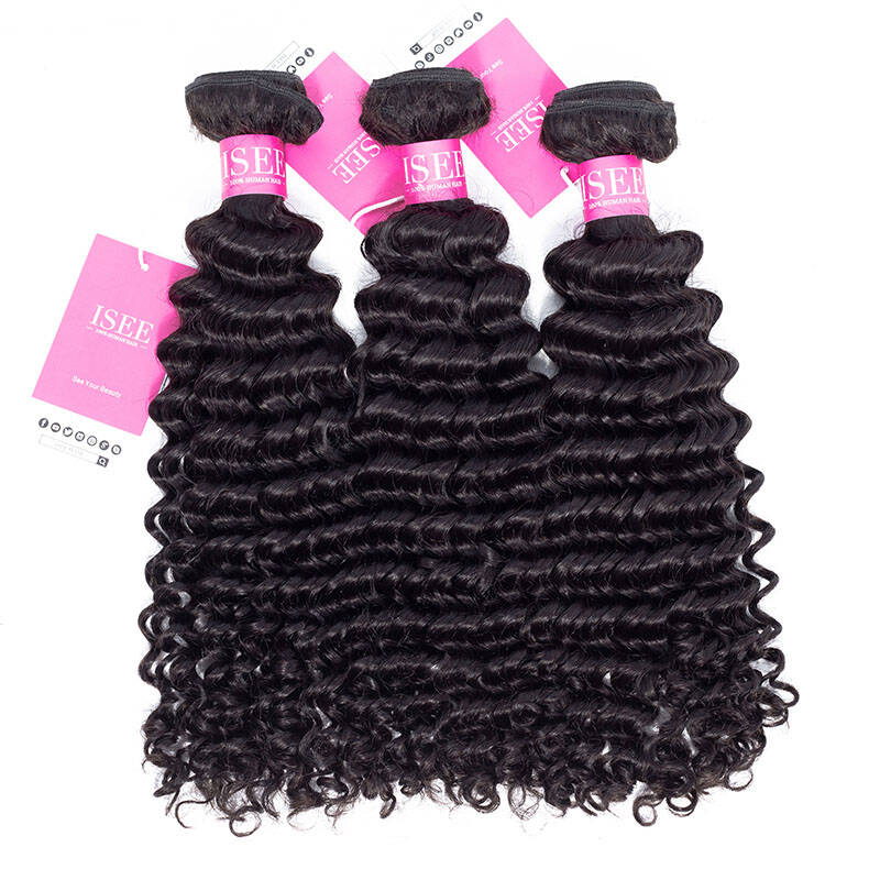 ISEE HAIR Deep Curly Bundles Deal 10A Grade 100% Human Virgin Hair unprocessed