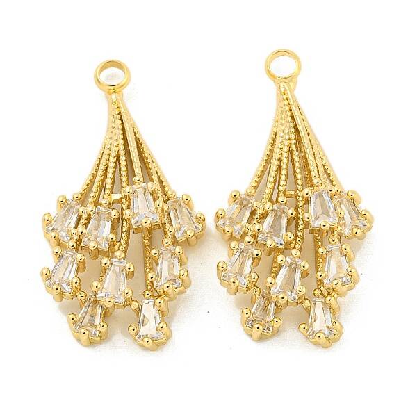 Brass Micro Pave Clear Cubic Zirconia Pendants