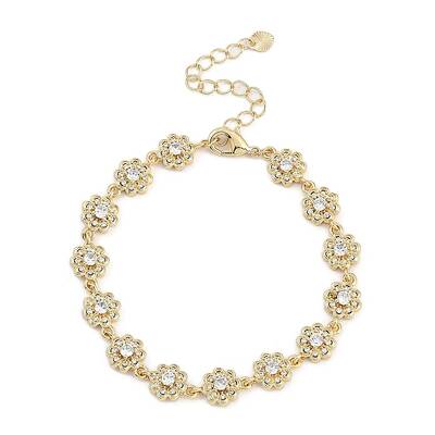 Brass Micro Pave Cubic Zirconia Link Bracelets for Women