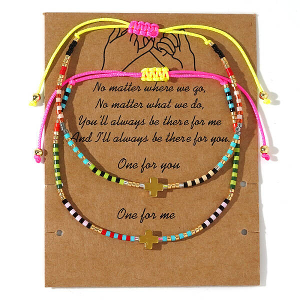 Summer Glass Seed Beaded Braided Bracelet Sets