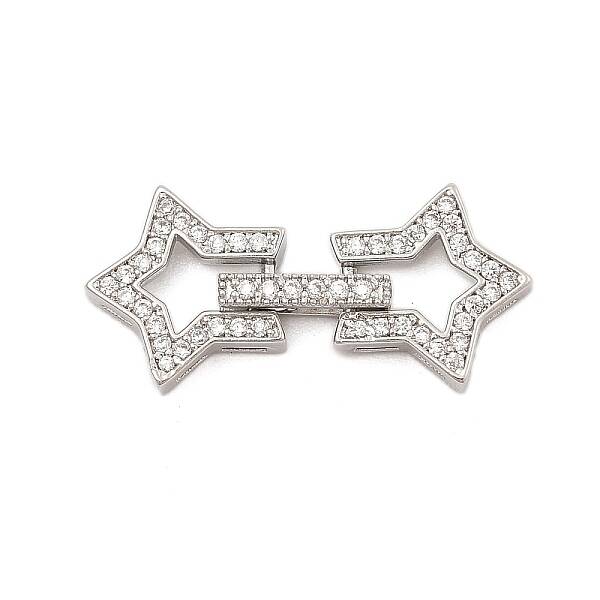 Brass Micro Pave Clear Cubic Zirconia Fold Over Clasps
