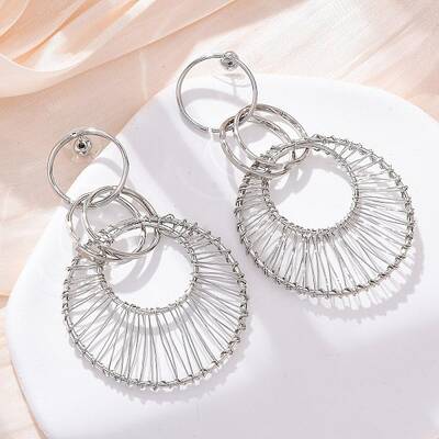 Alloy & Iron Dangle Stud Earrings