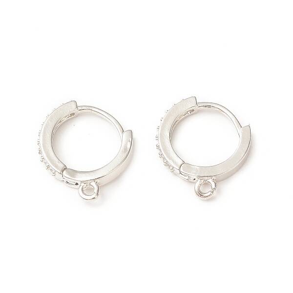 Brass Micro Pave Clear Cubic Zirconia Hoop Earring Finding