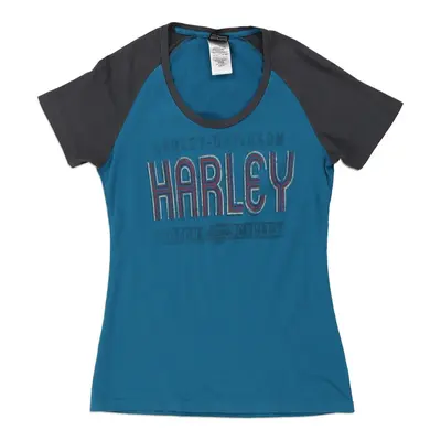 Annapolis Harley Davidson Spellout T-Shirt - Small Blue Cotton