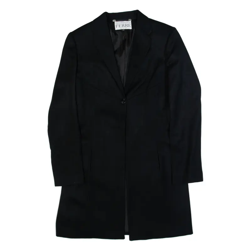 GIAN FRANCO FERRE Womens Overcoat Jacket Black S