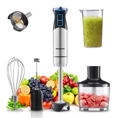 5 in 1 Immersion Blender,500 Watt Electric Hand Blender,9-Speed with Turbo Mode, Portable Stick Blender with Whisk, Milk Frot...