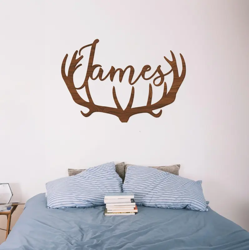 Antler Wood Name Sign