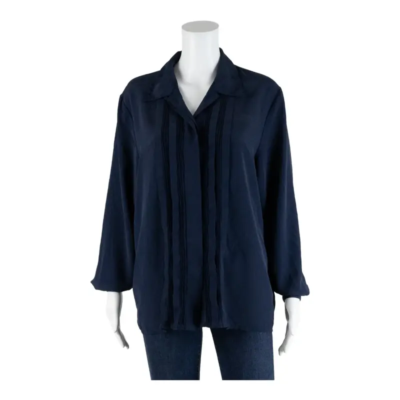 CHRISTIE&JILL Button-Up Blue Collared Long Sleeve Womens S