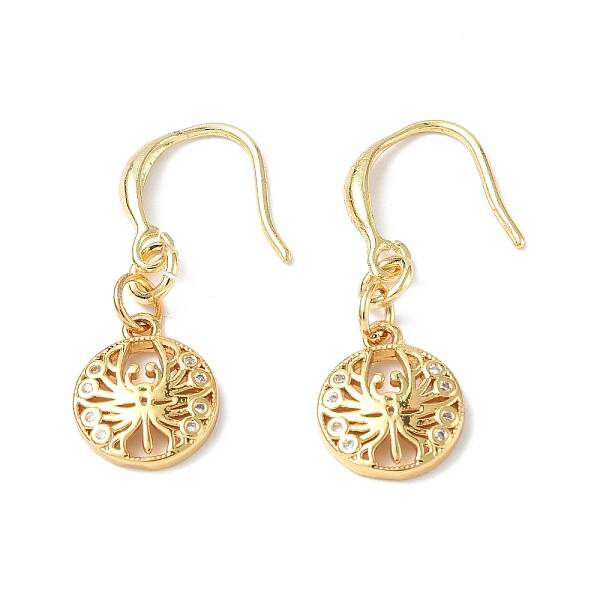Clear Cubic Zirconia Dragonfly Dangle Earrings