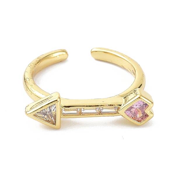Heart Arrow Real 18K Gold Plated Cuff Rings for Girl Women Gift