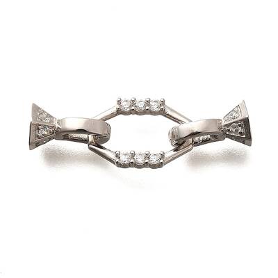 925 Sterling Silver Micro Pave Clear Cubic Zirconia Fold Over Clasps