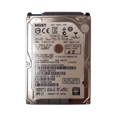 752862-001 HP 1TB 7200RPM SATA 6Gb/s 32MB Cache (512e) 2.5-inch Hard Drive
