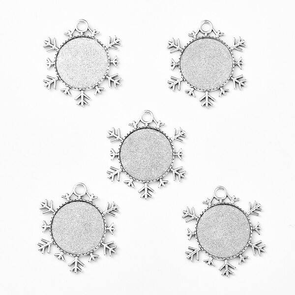 Christmas Ornaments Alloy Snowflake Pendant Cabochon Settings