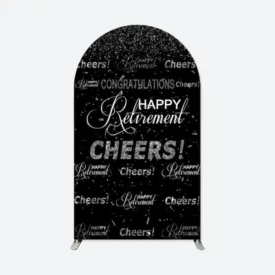 Aperturee Step And Repeat Cheers Arch Backdrop For Retirement | Round Arch Backdrop Cover | Custom Arched Wall Covers | Custo...