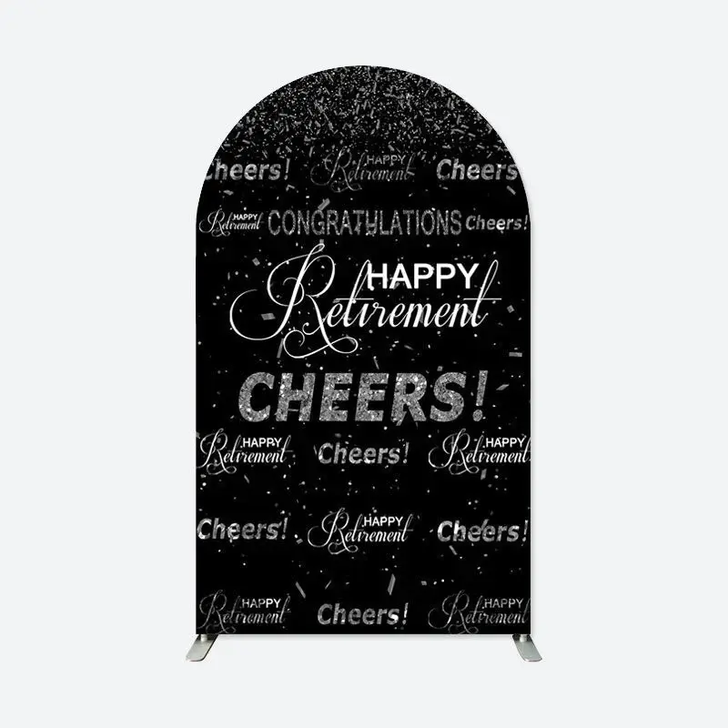 Aperturee Step And Repeat Cheers Arch Backdrop For Retirement | Round Arch Backdrop Cover | Custom Arched Wall Covers | Custo...