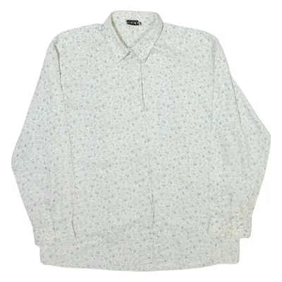 CLASSIC Womens Shirt White Floral Long Sleeve M