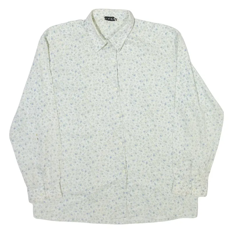 CLASSIC Womens Shirt White Floral Long Sleeve M