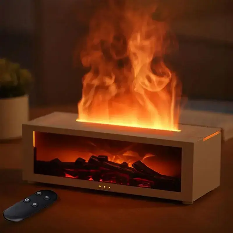 Simulation Fireplace Humidifier Diffuser, USB Powered Aromatherapy Diffuser with Essential Oils, Electric Colorful Flame Humi...