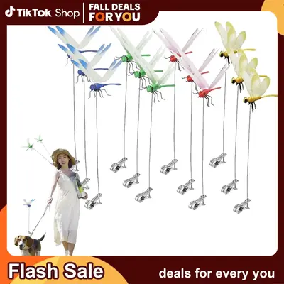 12 Counts Outdoor Dragonfly Rod Clip, Garden Metal Dragonfly Clip. Natural Organic Concept, 3D Dragonfly Garden Decoration, C...