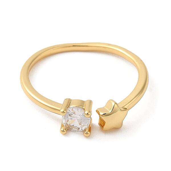 Rack Plating Brass Star Solitaire Ring