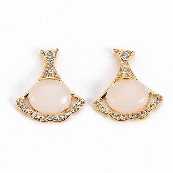 Brass Micro Pave Clear Cubic Zirconia Pendants Links