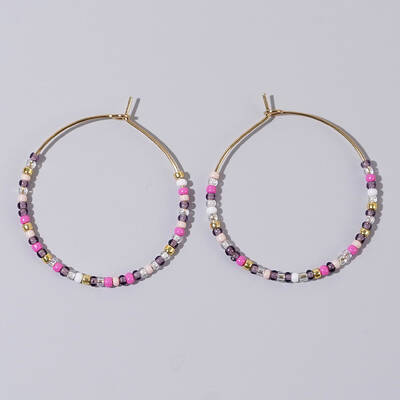 Glass Colorful Beads Hoop Earrings for Women