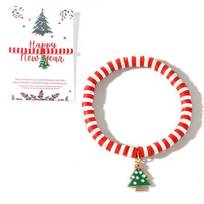 Elegant Christmas Handmade Polymer Clay Heishi Beaded Stretch Bracelets